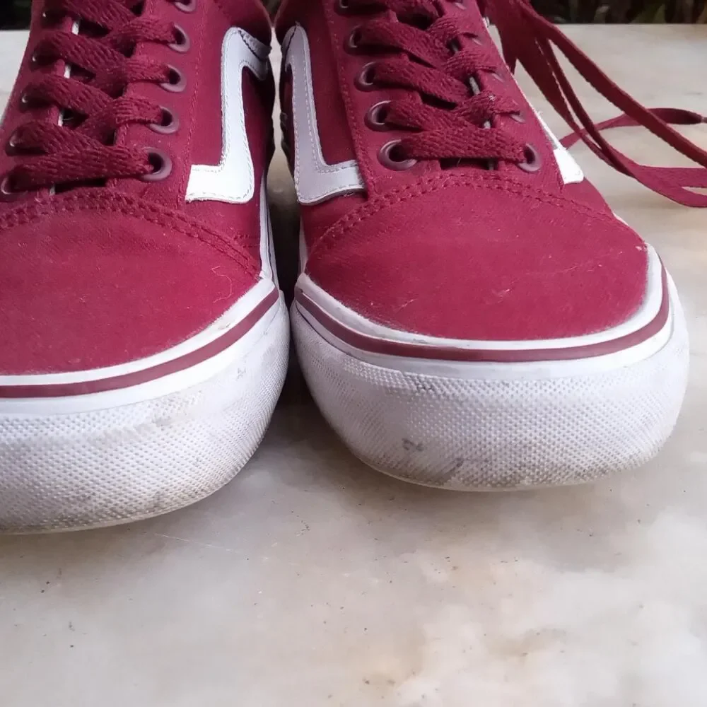 Vans Men's Burgundy and White Trainers